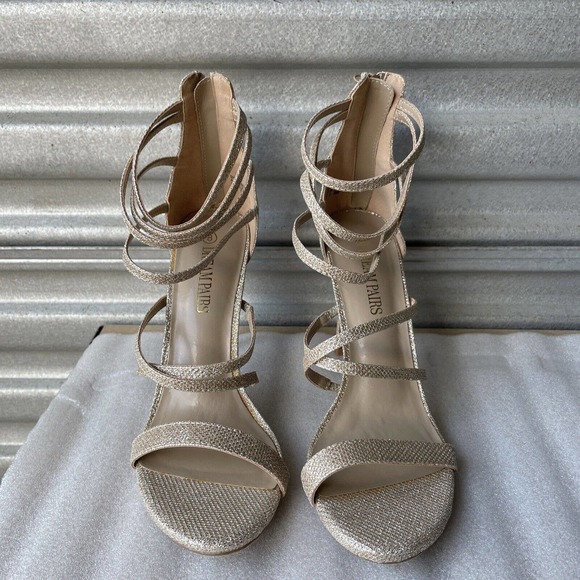 Women 8 Open Toe Ankle Strappy Back Zipper Heeled Sandals Dress Shoes - Picture 1 of 7